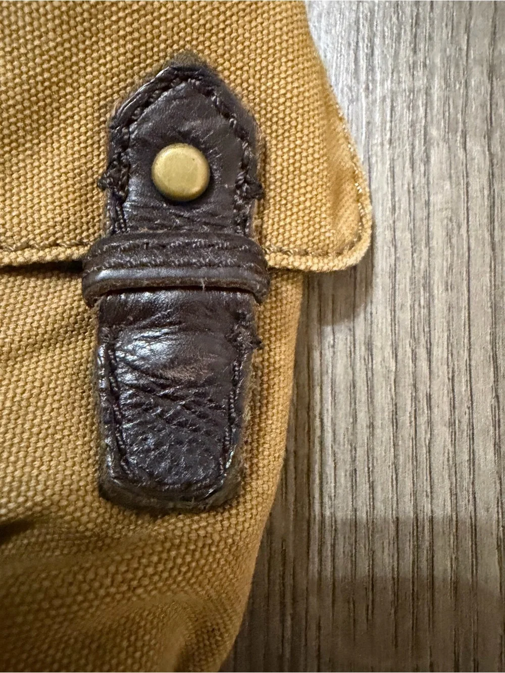 Fossil Men's Tan Canvas Messenger Bag with Dark Brown Accents